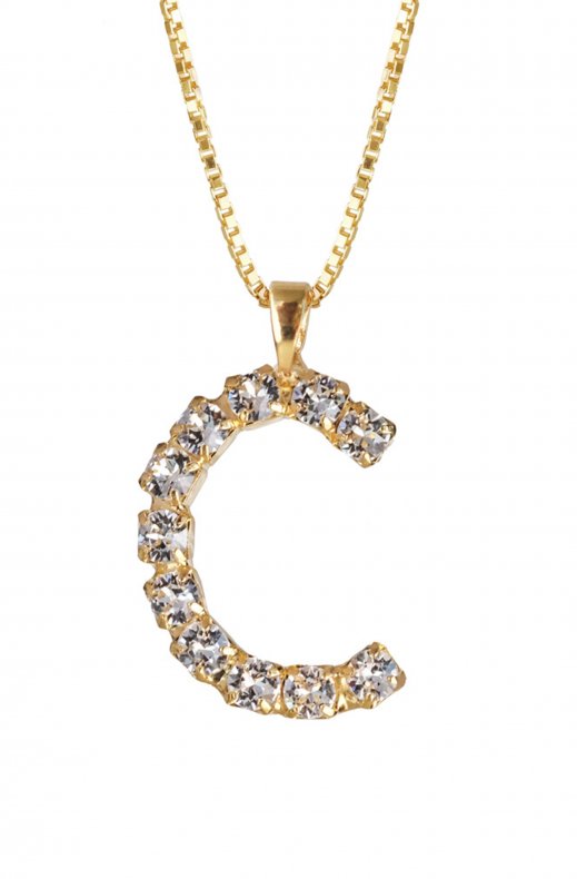 Caroline Svedbom - Letter Necklace C - Gold Crystal