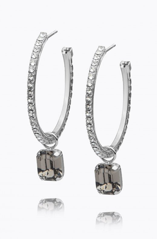 Caroline Svedbom - Lydia Loop Earring - Rhodium Black Diamond