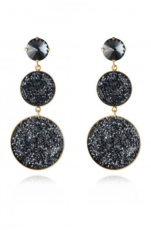 CAROLINE SVEDBOM - MAXIME CRYSTAL ROCKS EARRING GOLD GRAPHITE