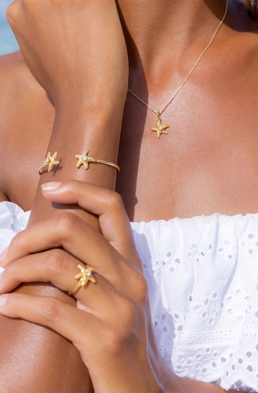 Caroline Svedbom - Mini Sea Star Bracelet - Gold Crystal
