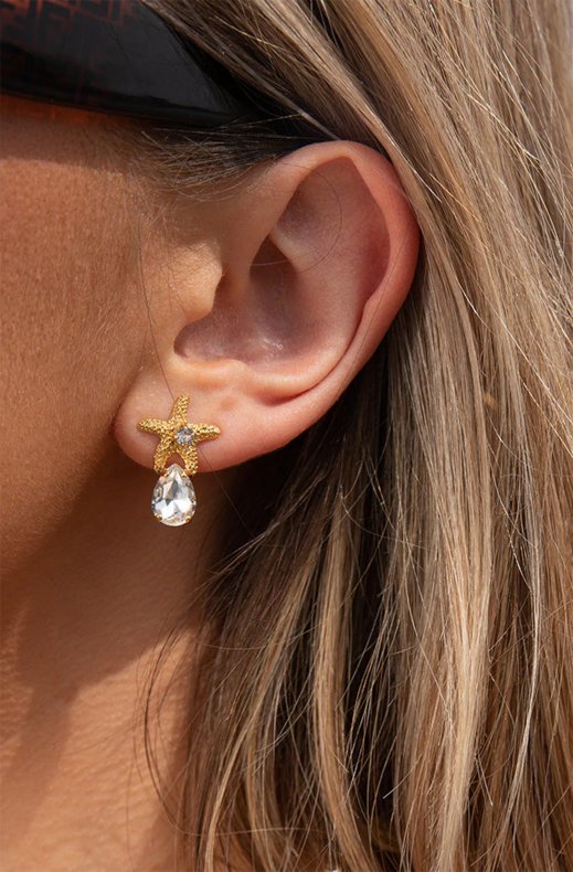 Caroline Svedbom - Mini Sea Star Earrings - Rhodium Crystal