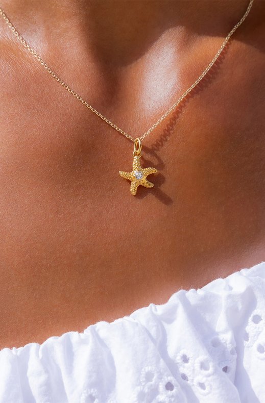 Caroline Svedbom - Mini Sea Star Necklace - Gold Crystal