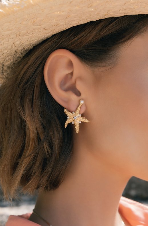 Caroline Svedbom - Sea Star Earrings Gold Pearl