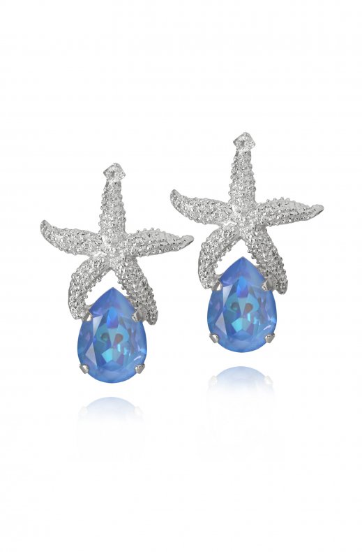 Caroline Svedbom - Sea Star Drop Earrings Rhodium Ocean Blue Delite