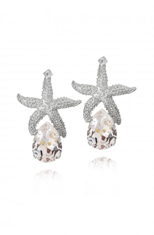 Caroline Svedbom - Sea Star Drop Earrings Rhodium Crystal