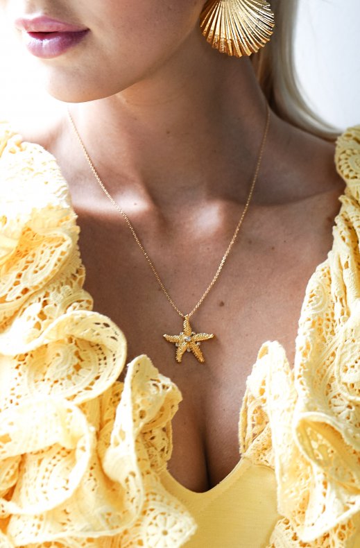 Caroline Svedbom - Sea Star Necklace Gold Crystal