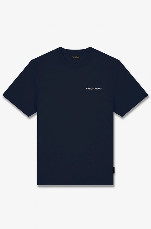 Baron Filou - Oversized Backprint T-Shirt Car with Skis - Oxford Blue