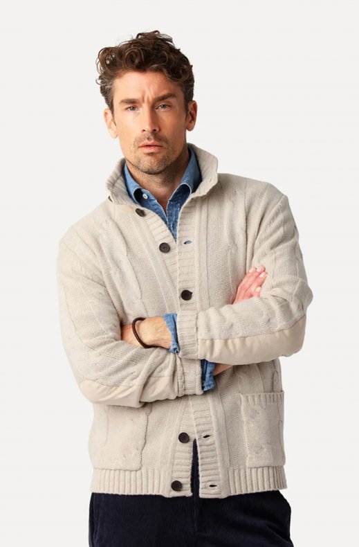 Less Worries - Chunky Cabel Cardigan - Light Sand