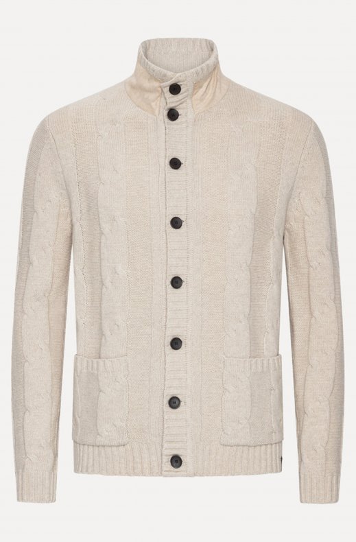 Less Worries - Chunky Cabel Cardigan - Light Sand