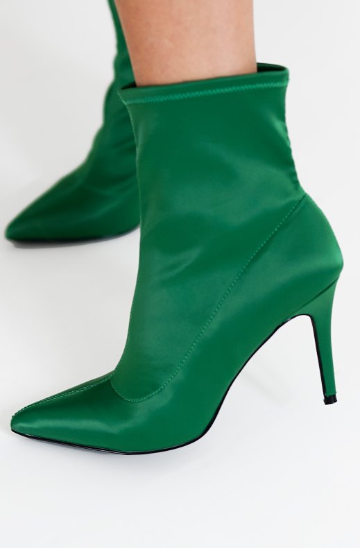 Colors of California - Ankle Boot Stretch Satin Green