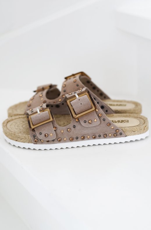 Colors of California - Suede sandal with studs BIO03 - Taupe