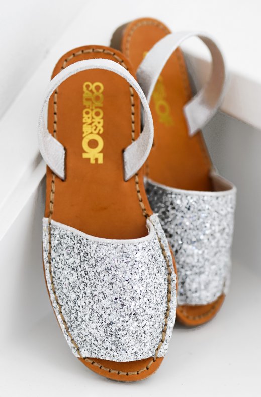 Colors of California - Glitter Menorca Sandals - White