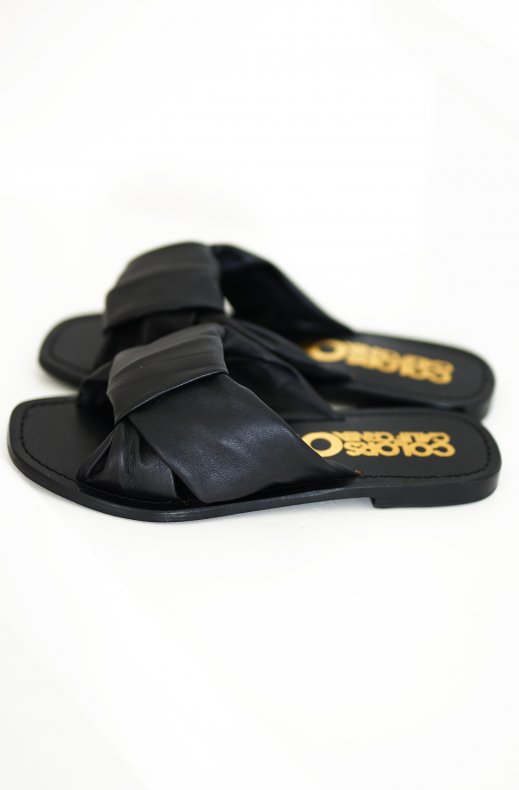 Colors of California - Leather Sandal with Knot Black