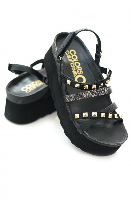 Colors of California - Platform Multi Strap Sandal - Black