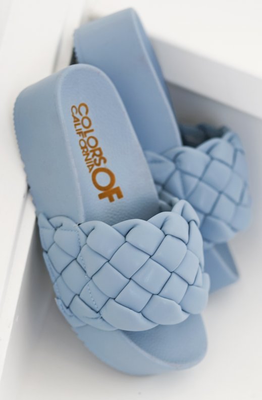Colors of California - Platform Slide with braided upper - Sky Blue