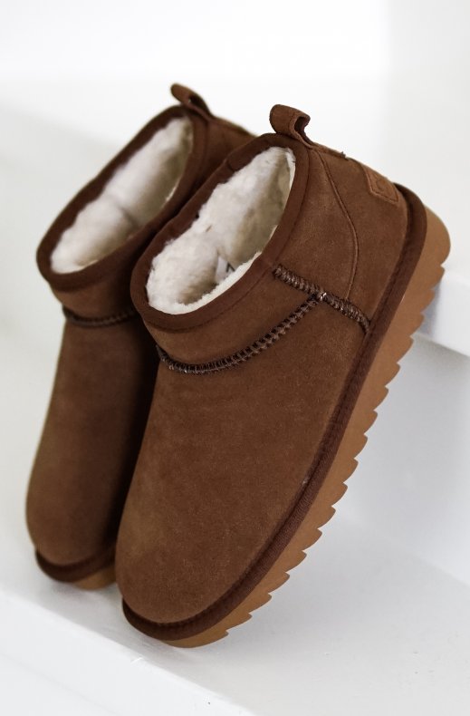 Colors of California - Short Winter Boot in Suede Brown YW078
