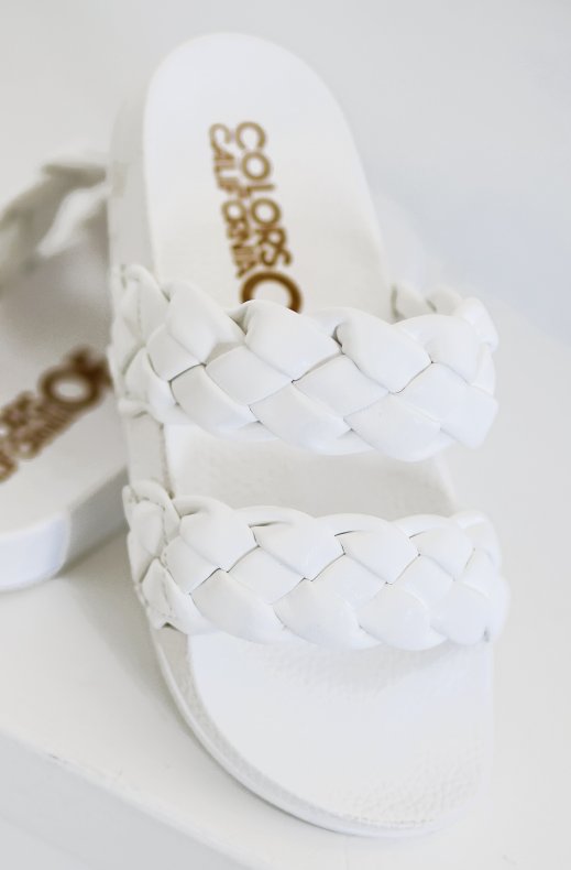 Colors of California - Two Braided band sandal - White