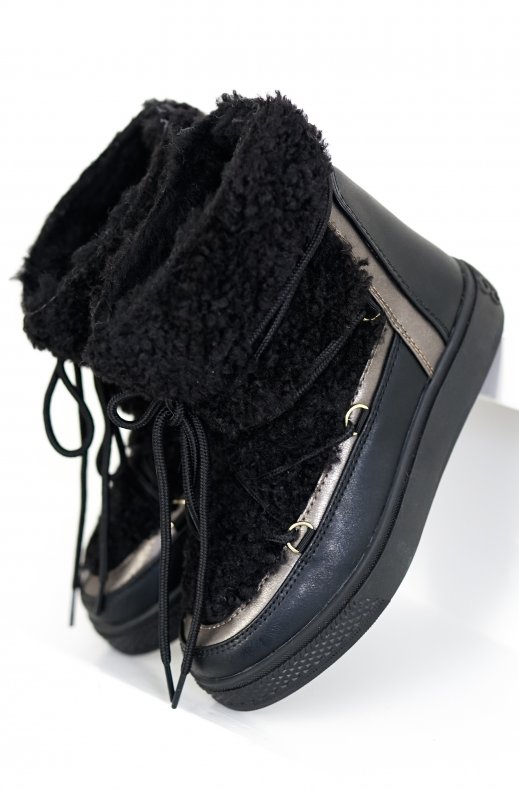 Colors of California - Snow Boot in Teddy Faux Fur Black YSNOW024