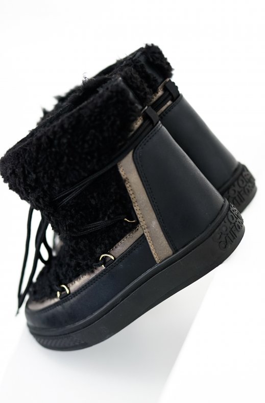 Colors of California - Snow Boot in Teddy Faux Fur Black YSNOW024
