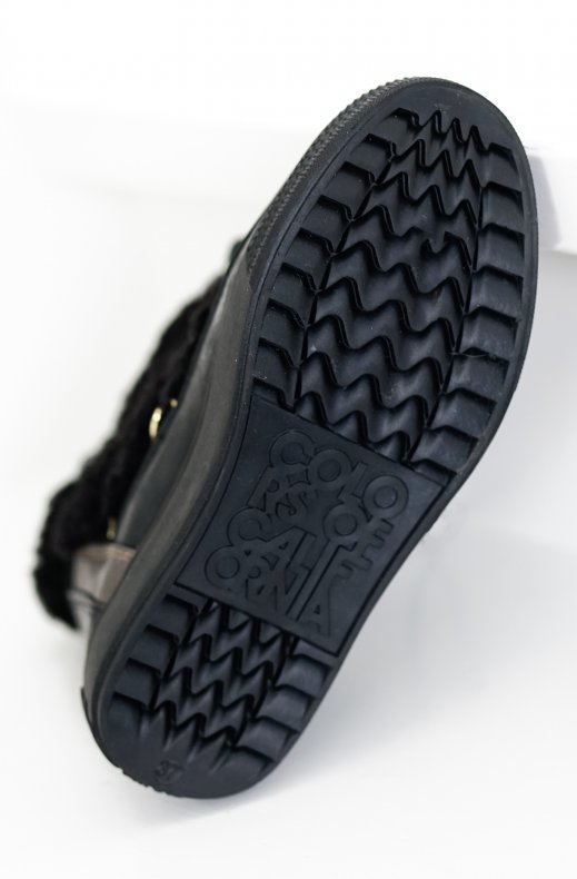 Colors of California - Snow Boot in Teddy Faux Fur Black YSNOW024