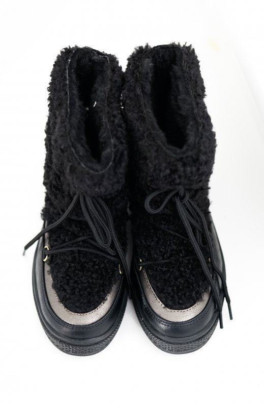 Colors of California - Snow Boot in Teddy Faux Fur Black YSNOW024