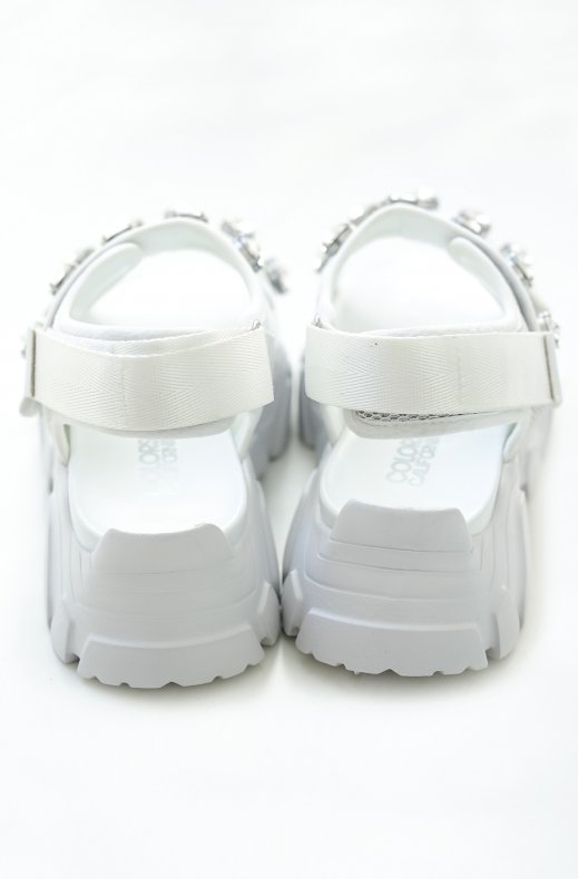 Colors of California - Sandals with Straps and Stones - White