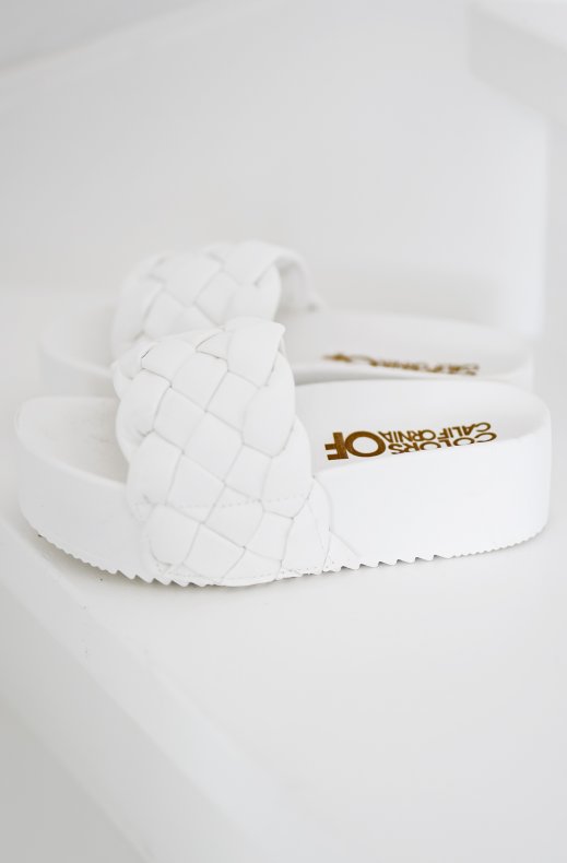 Colors of California - Platform Slide Braided Upper - White