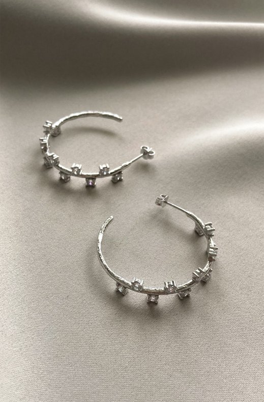 CU Jewellery - Cubic Hoop Earring Silver