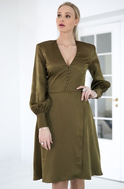 Custommade - lyria dress dark olive