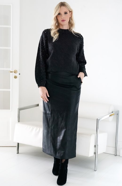 My Essential Wardrobe - Lana Leather Long Skirt Black