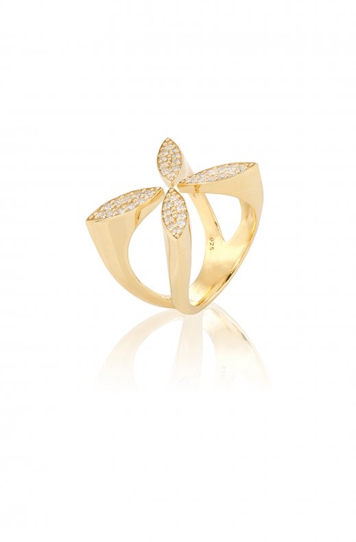 Carolina Gynning Jewelry - Sparkling Ellipse Ring Goldplated
