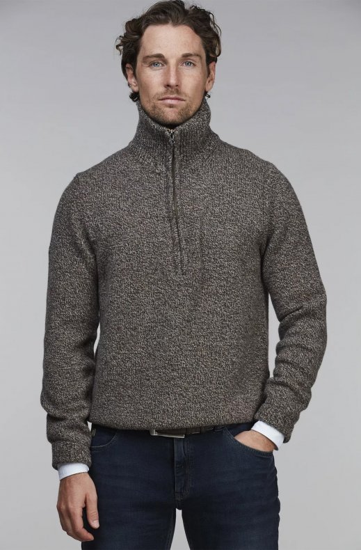 Hansen & Jacob - Halfzip Mouliné Geelong Knit Brown 67