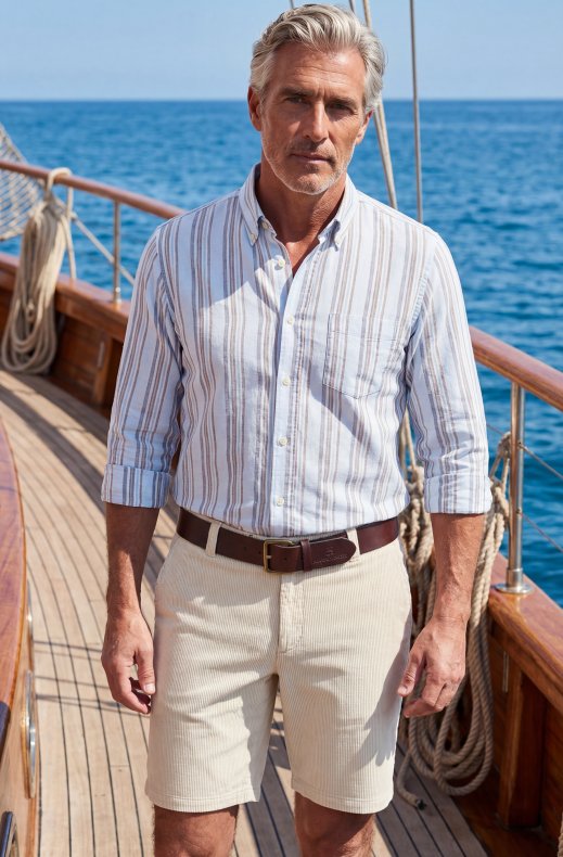 Hansen & Jacob - Washed 8W Cord Shorts - Irish White 12