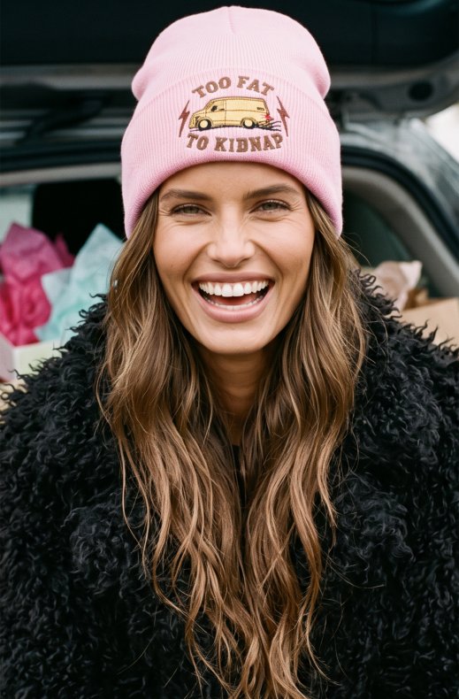 Hatitude - Too Fat to Kidnap Beanie - Pink