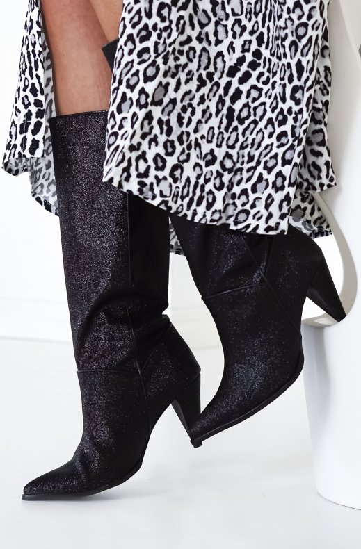 Henry Kole - Rose Boot Black Glitter