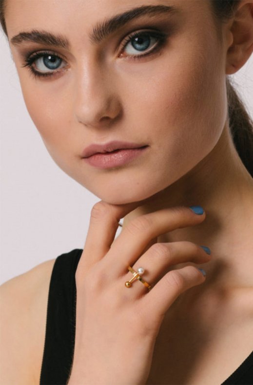 Jane and Sophie - Pearl Flat Ring - Gold