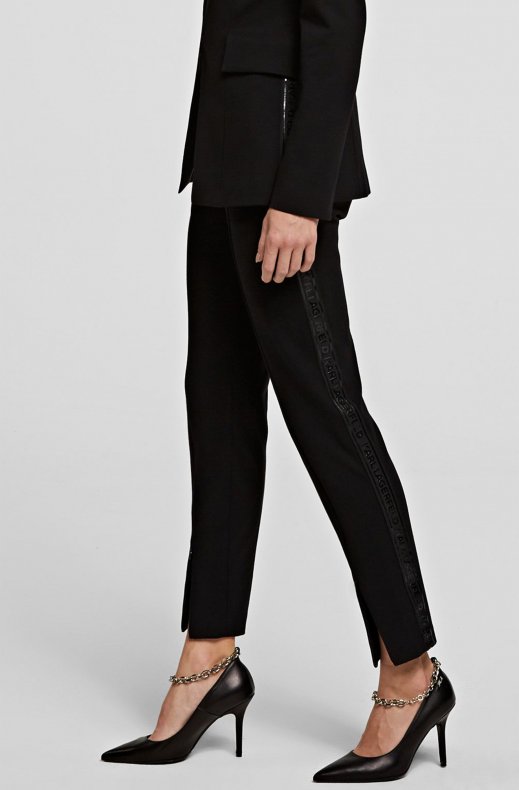 KARL LAGERFELD – SLIM-FIT PUNTO TROUSERS WITH LOGO TAPE