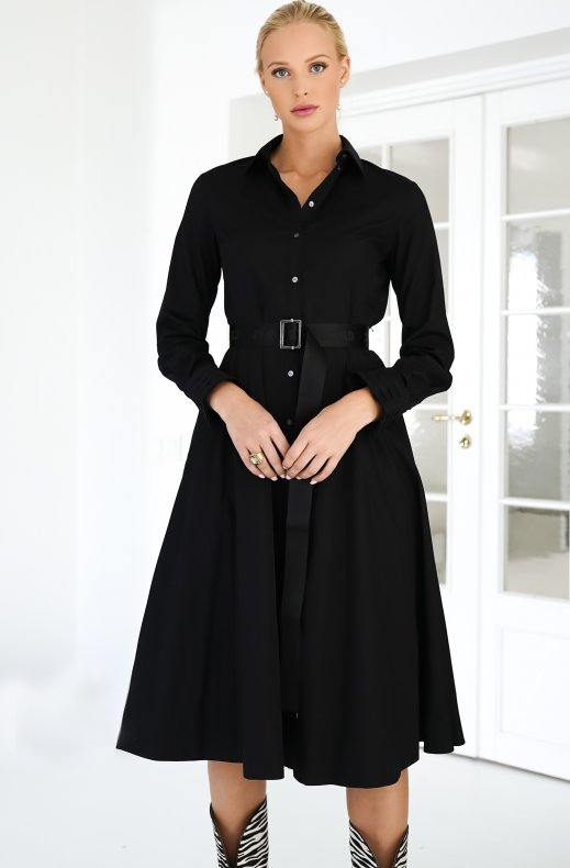 KARL LAGERFELD – POPLIN A LINE SHIRT DRESS BLACK
