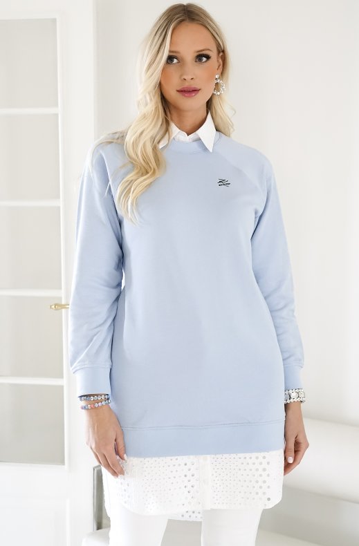 Karl Lagerfeld - Broderie Anglaise Sweat Dress Sky Blue