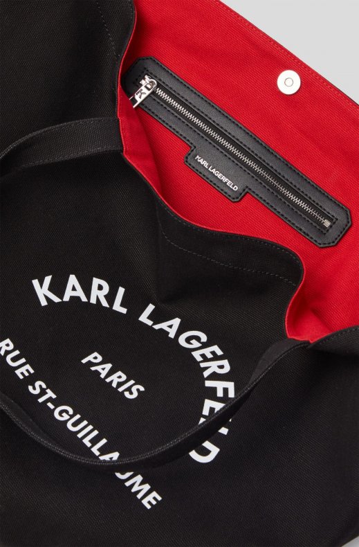KARL LAGERFELD – CANVAS BAG LOGO ADDRESS BLACK