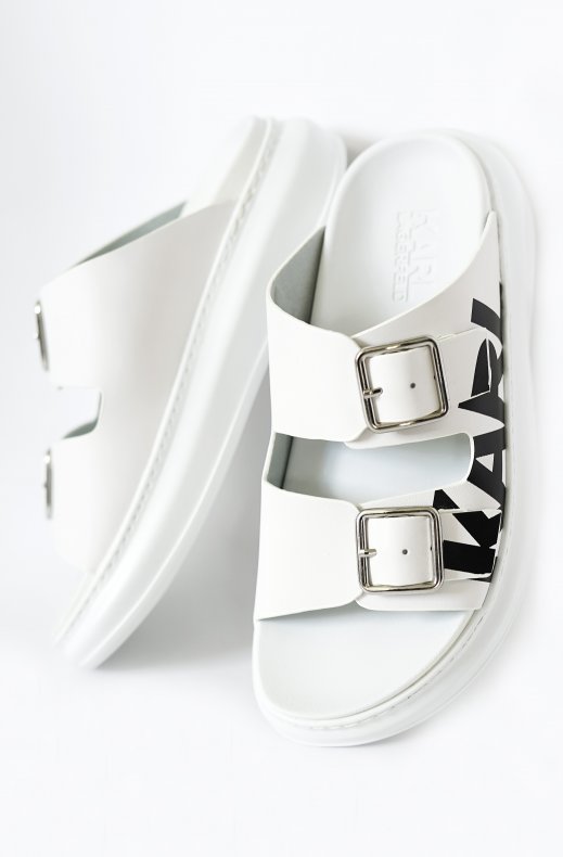 Karl Lagerfeld - Double Buckle Logo Sandal White