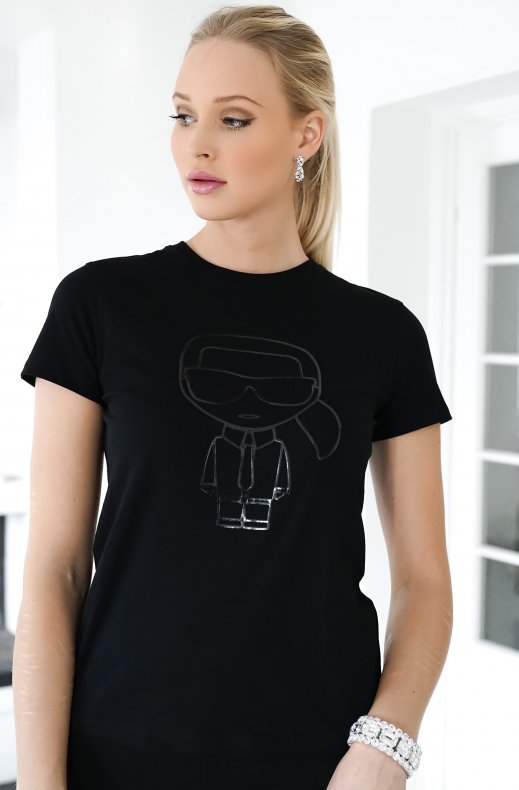 Karl Lagerfeld - Ikonik metallic outline tshirt black
