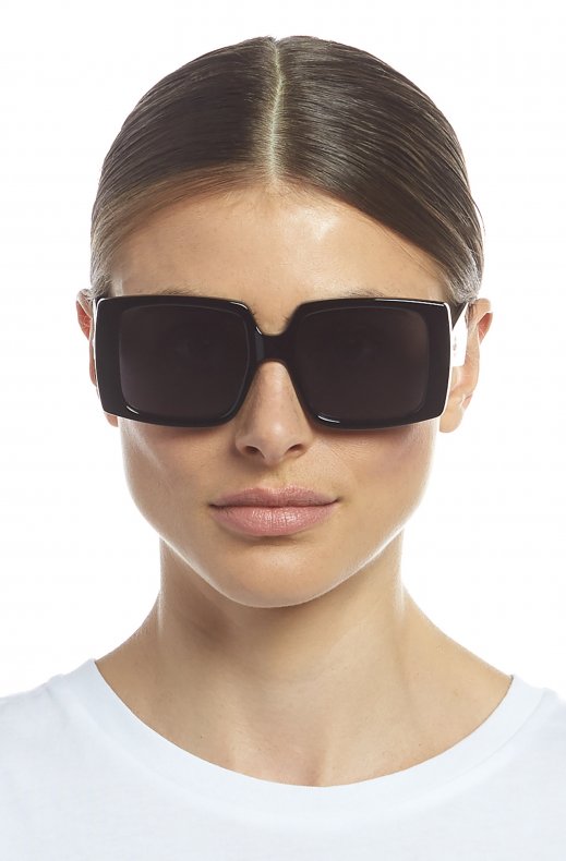 Le Specs - Glo Letter - Black with Smoke mono lens