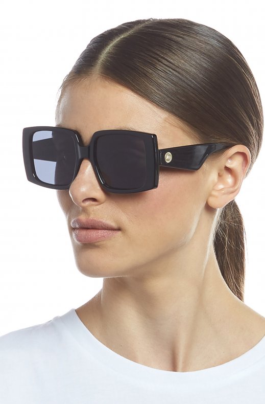 Le Specs - Glo Letter - Black with Smoke mono lens