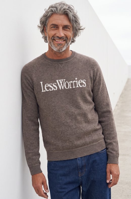 Less Worries - Cashmere Blend Logo Sweater - Nougat