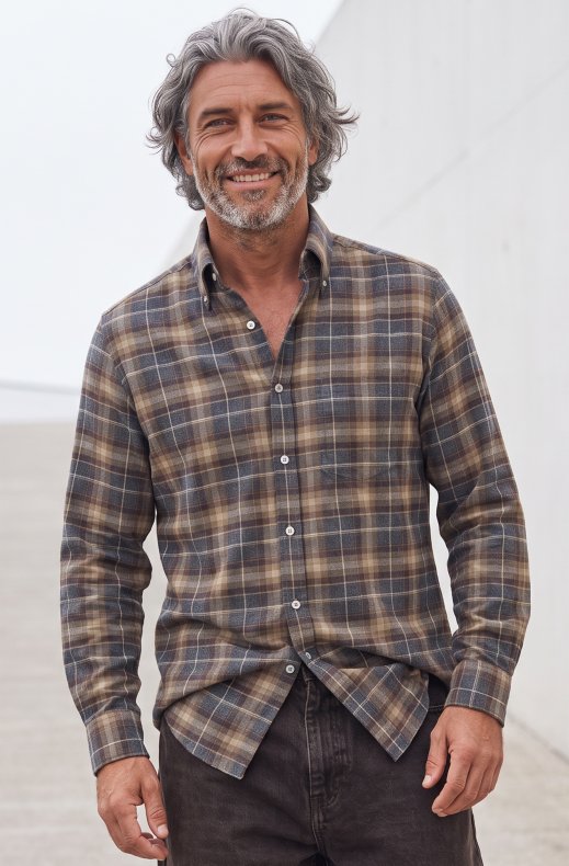 Less Worries - Flannell Shirt - Brown Check