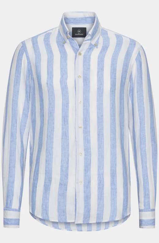 Less Worries - Striped Linen Shirt - Blue Blockstripe