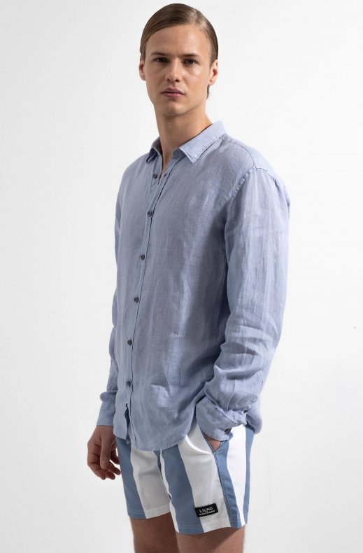 Ljung - Washed Linen Shirt Ice Blue