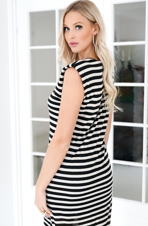 Lola Casademunt - 22365014 - Striped Dress black gold