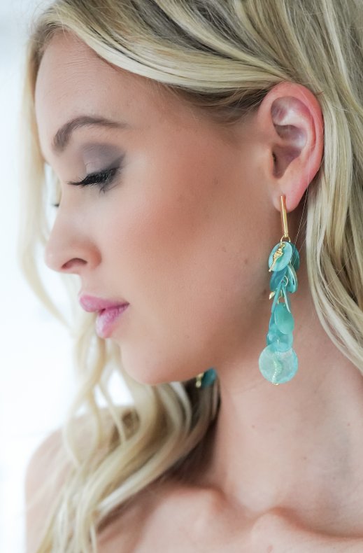 Mixed Brands - Earrings Seashell 666600 - Turqouise
